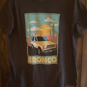 Ford Bronco womans T-Shirt - a dark grey with Colorful Graphic.